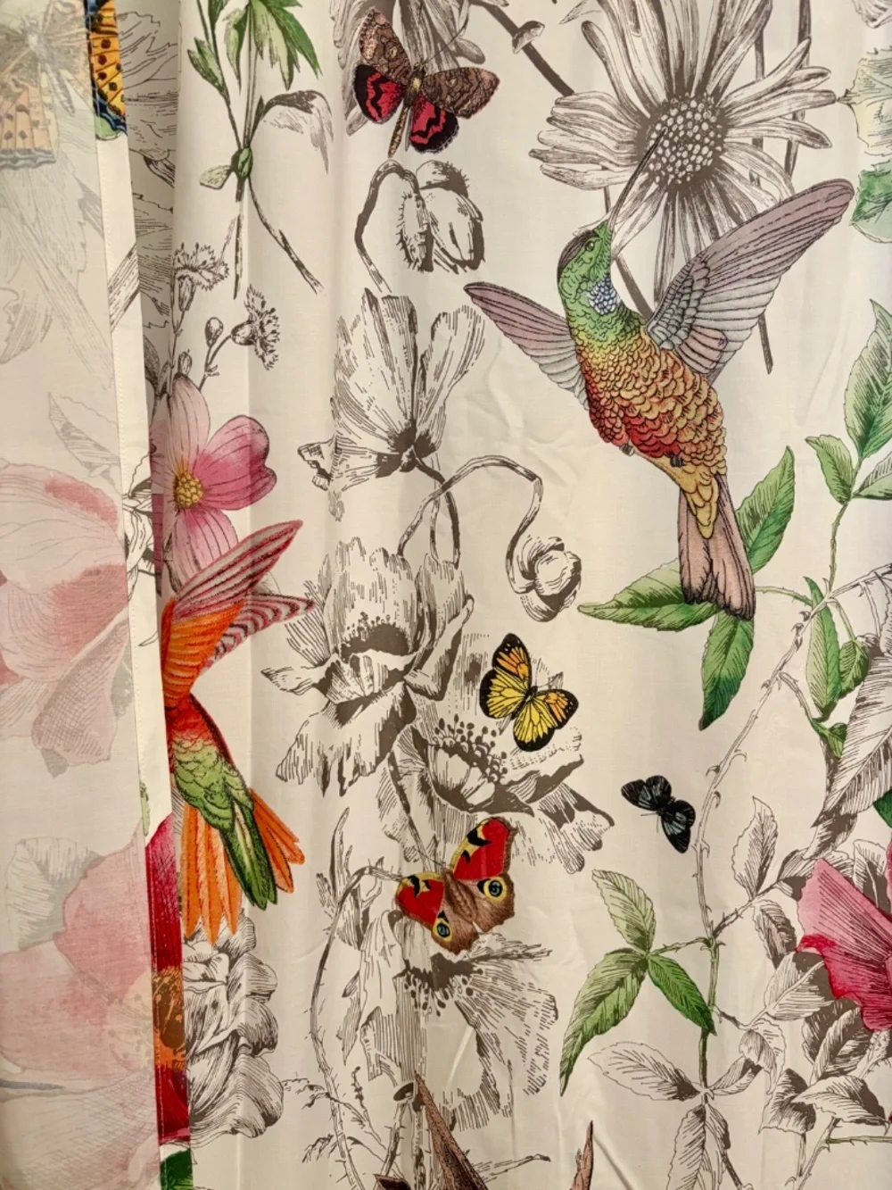 Pottery Barn Organic Hummingbird Shower Curtain - Cloth